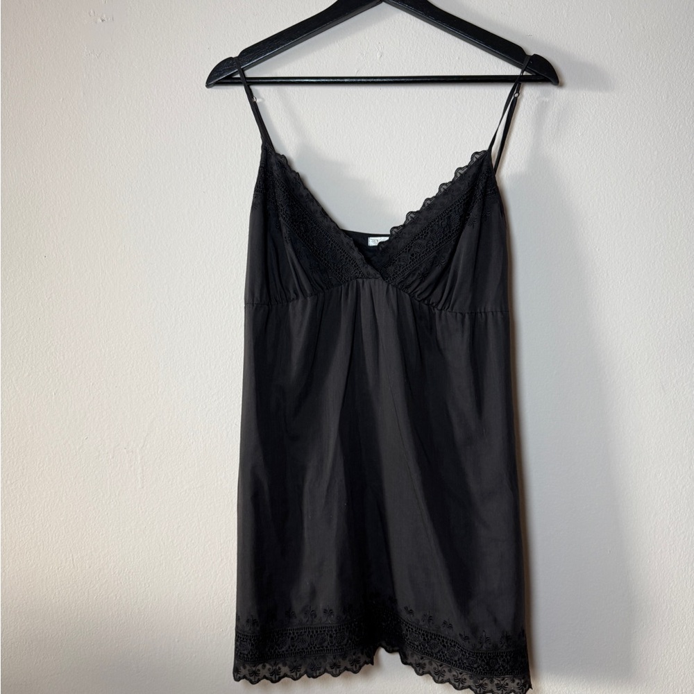 Gold Hawk - Mini Black Silk Slip Dress - Medium